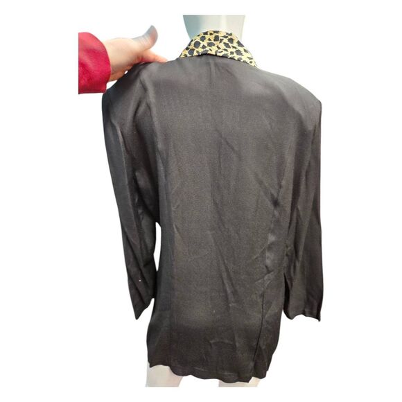 Scarlett Black Womens Size Large Animal Print Lapel Blazer Vintage 80's - Picture 7 of 10